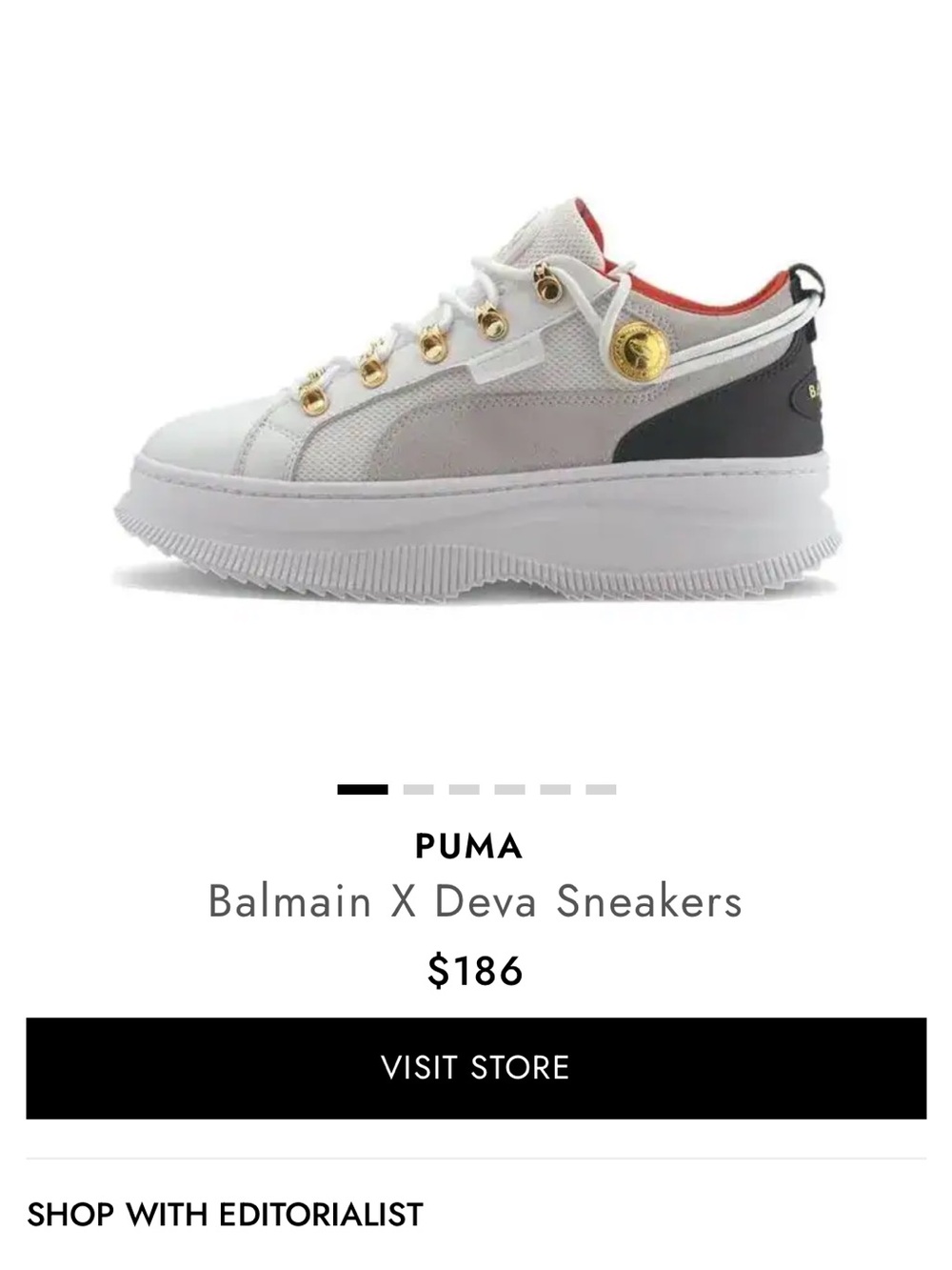 Puma x Balmain Deva Sneakers | White & Gold (Worn Once
